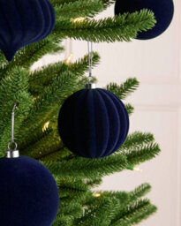 Werchristmas Set Of 9 Velvet Baubles, Navy, 10 Cm - thumbnail 4