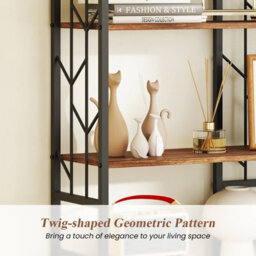 Gainoom 6-Tier Brown Bookshelf Modern Geometric Bookcase With Heavy-Duty Metal Frame - thumbnail 7