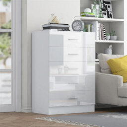 SquareBoxx Chiswick Gloss White 5 Drawer Modern Tower Chest Of Drawers - (H) 100Cm X (W) 70Cm X (D) 40Cm - thumbnail 2