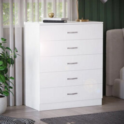 SquareBoxx Chiswick Gloss White 5 Drawer Modern Tower Chest Of Drawers - (H) 100Cm X (W) 70Cm X (D) 40Cm - thumbnail 1