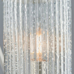 3 Light Chandelier Pendant Nickel Ribbed Glass Shade Hanging Ceiling Lamp Holder - thumbnail 5