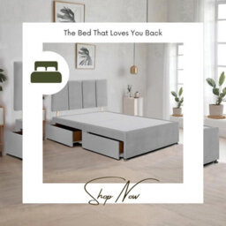 Silver Plush Fabric 4Ft6 Double Bed Frame With 20 Inch Vertical Line Headboard And 2 Drawers - thumbnail 4