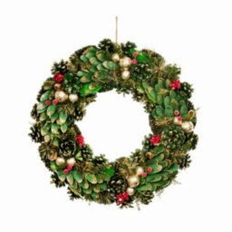 Samuel Alexander 36Cm Bauble And Pinecone Hanging Christmas Wreath With Red Berries - thumbnail 4