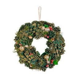 Samuel Alexander 36Cm Bauble And Pinecone Hanging Christmas Wreath With Red Berries - thumbnail 8