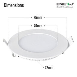 Ener-J 3W Recessed Round Led Mini Panel 85mm Diameter Hole Size 70mm 3000K - thumbnail 4