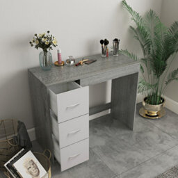 Urbn-Living Urbnliving Height 79.5Cm 3 Drawer Wooden Bedroom Dressing Grey Drawers And Ash Grey Carcass Computer Work Table Desk Jewellery - thumbnail 5