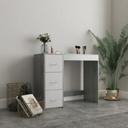Urbn-Living Urbnliving Height 79.5Cm 3 Drawer Wooden Bedroom Dressing Grey Drawers And Ash Grey Carcass Computer Work Table Desk Jewellery - thumbnail 4