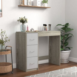 Urbn-Living Urbnliving Height 79.5Cm 3 Drawer Wooden Bedroom Dressing Grey Drawers And Ash Grey Carcass Computer Work Table Desk Jewellery