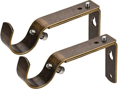 Homeelabador 2X Extendable Curtain Pole Brackets Brass Colour To Fit 19mm Diameter Curtain Poles - image 1