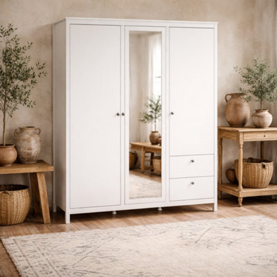 Wyld Haus Gossmere 3-Door White Wardrobe With Mirror And 2 Drawers - image 1