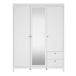 Wyld Haus Gossmere 3-Door White Wardrobe With Mirror And 2 Drawers - thumbnail 3