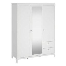 Wyld Haus Gossmere 3-Door White Wardrobe With Mirror And 2 Drawers - thumbnail 2