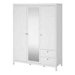 Wyld Haus Gossmere 3-Door White Wardrobe With Mirror And 2 Drawers - thumbnail 4