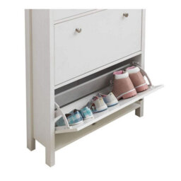 Timber Art Design Astbury 3 Tier Shoe Cabinet Storage Cupboard Footwear Stand Rack Wooden White - thumbnail 6