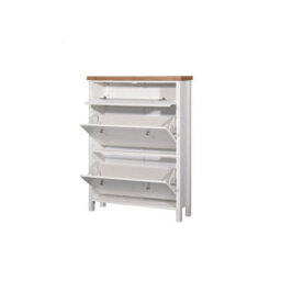 Timber Art Design Astbury 3 Tier Shoe Cabinet Storage Cupboard Footwear Stand Rack Wooden White - thumbnail 5