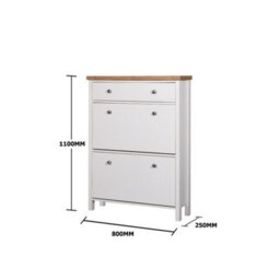 Timber Art Design Astbury 3 Tier Shoe Cabinet Storage Cupboard Footwear Stand Rack Wooden White - thumbnail 8
