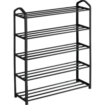 Black  5 Tier Shoe Storage Rack Footwear Stand Shelf Hallway Entryway Organiser - image 1