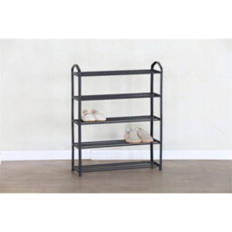 Black  5 Tier Shoe Storage Rack Footwear Stand Shelf Hallway Entryway Organiser - thumbnail 5