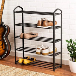 Black  5 Tier Shoe Storage Rack Footwear Stand Shelf Hallway Entryway Organiser - thumbnail 6