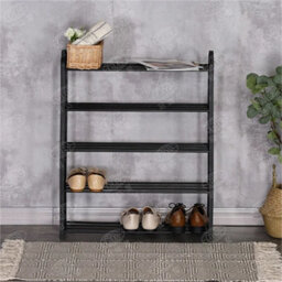 Black  5 Tier Shoe Storage Rack Footwear Stand Shelf Hallway Entryway Organiser - thumbnail 4