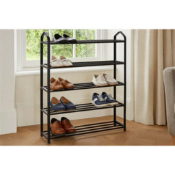 Black  5 Tier Shoe Storage Rack Footwear Stand Shelf Hallway Entryway Organiser - thumbnail 2