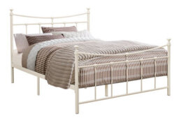 Save On Goods UK 4Ft Small Double Traditional,victorian Style Metal Tubular Steel Bed Frame Bedstead In Cream, Ivory White Painted Finish. - thumbnail 3