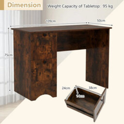 Computer Desk Home Office Writing Study Desk With 2 Drawers - thumbnail 2