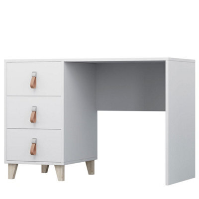 Arte Stylish Figo White Matt Computer Desk H750mm W1100mm D560mm - Modern Design With Three Drawers - image 1