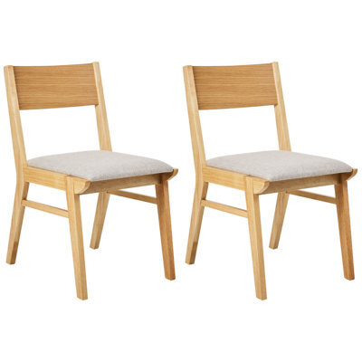 Beliani Set Of 2 Dining Chairs Enola Wood Light Brown/ Light Grey - image 1