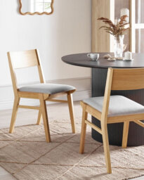 Beliani Set Of 2 Dining Chairs Enola Wood Light Brown/ Light Grey - thumbnail 2