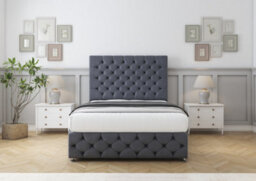 "Comfort Florida Steel Plush Divan Bed Base 2 Drawers Left Side - 26"" Strutted  & 12"" Footboard 6' Super King" - thumbnail 1