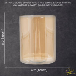 Happy Homewares Pair Of Amber Tinted Glass Shades With Rectangular Shape For E14 And E27 Bulbs - thumbnail 6