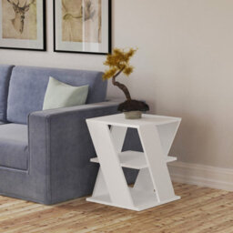 Decortie Cyclo Modern Coffee Table 45Cm Multipurpose Open Storage White Living Room H 55Cm