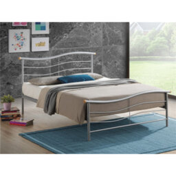 "TL Beds Silver Wave Metal Bed Frame - Double 4Ft 6"""