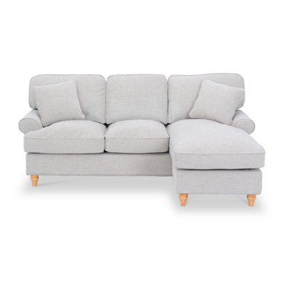 Alfie Woven Right Hand Light Grey Chaise Sofa For Living Room - Fully Assembled By Roseland Furniture