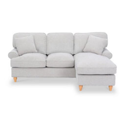 Alfie Woven Right Hand Light Grey Chaise Sofa For Living Room - Fully Assembled By Roseland Furniture - thumbnail 1