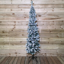Samuel Alexander 6.5Ft (2M) Premier Snow Flocked Pvc Spruce Pine Slim Christmas Tree In Green - thumbnail 2