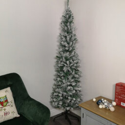 Samuel Alexander 6.5Ft (2M) Premier Snow Flocked Pvc Spruce Pine Slim Christmas Tree In Green - thumbnail 7