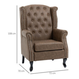 Homcom Chesterfield-Style Wing Back Armchair Tufted Accent Chair Brown - thumbnail 3