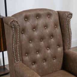 Homcom Chesterfield-Style Wing Back Armchair Tufted Accent Chair Brown - thumbnail 7