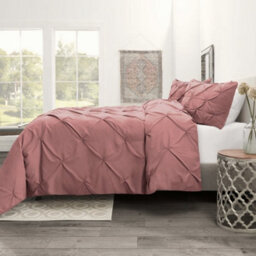 TheWhiteWater Limited Pintuck Duvet Cover Set + Matching Pillowcases With Bedsheet - 3In1 Hotel Style Bedding Set -Dusky Pink - thumbnail 5
