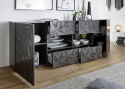 FurniComp LTD Furnicomp Evora 2 Door 4 Drawer Grey Gloss Sideboard - thumbnail 2
