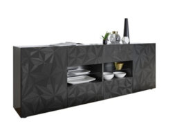 FurniComp LTD Furnicomp Evora 2 Door 4 Drawer Grey Gloss Sideboard - thumbnail 3