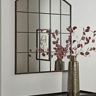 Deenz Large Rectangle Arch Window Mirror Indoor/outdoor Durable Metal Frame Wall Mounted Home 76X96Cm Indoor Outdoor