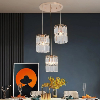 Crystal Chandelier 3-Light Ceiling Gold Pendant Lighting E14 - image 1