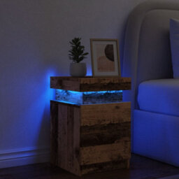 Berkfield Bedside Cabinet With Led Old Wood 35X39X55 Cm Engineered Wood - thumbnail 1