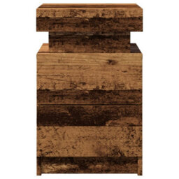Berkfield Bedside Cabinet With Led Old Wood 35X39X55 Cm Engineered Wood - thumbnail 5