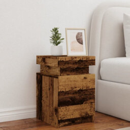Berkfield Bedside Cabinet With Led Old Wood 35X39X55 Cm Engineered Wood - thumbnail 4