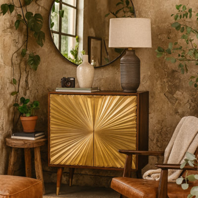 Wyld Haus Merano Mango Wood Gold Storage Cabinet 2 Drawers - image 1