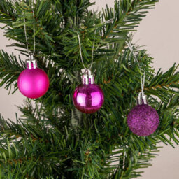 Shatchi 30mm/24Pcs Christmas Baubles Shatterproof Purple,tree Decorations - thumbnail 2
